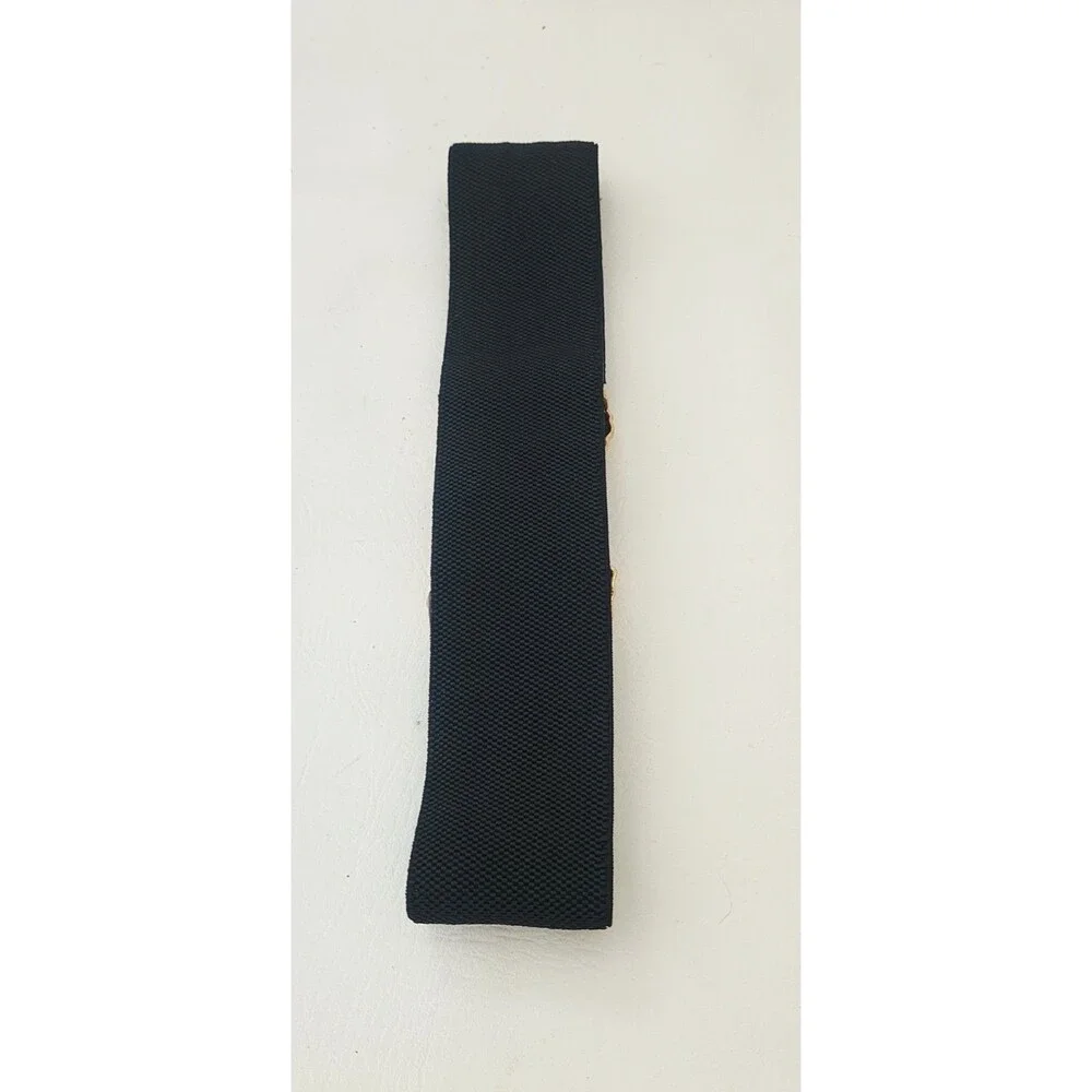 Zara Women’s Black Wide Waist Belt Stretch Elastic Gold-Tone Buckle Size 30